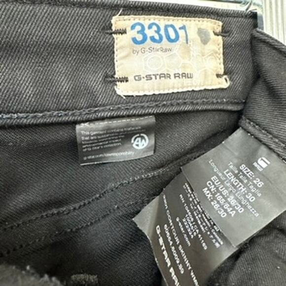 G-Star Raw 3301 Contour Skinny Jeans, Size 26, Black - Picture 5 of 10